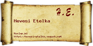 Hevesi Etelka névjegykártya